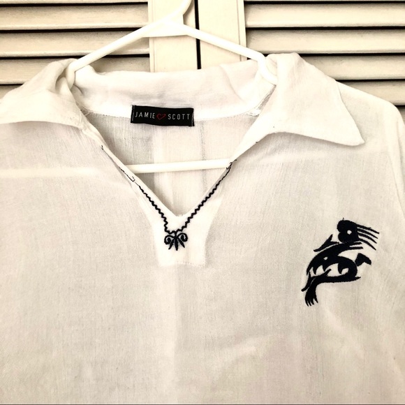 SOLD! White Loose Collared Jamie Scott Shirt - Picture 2 of 3